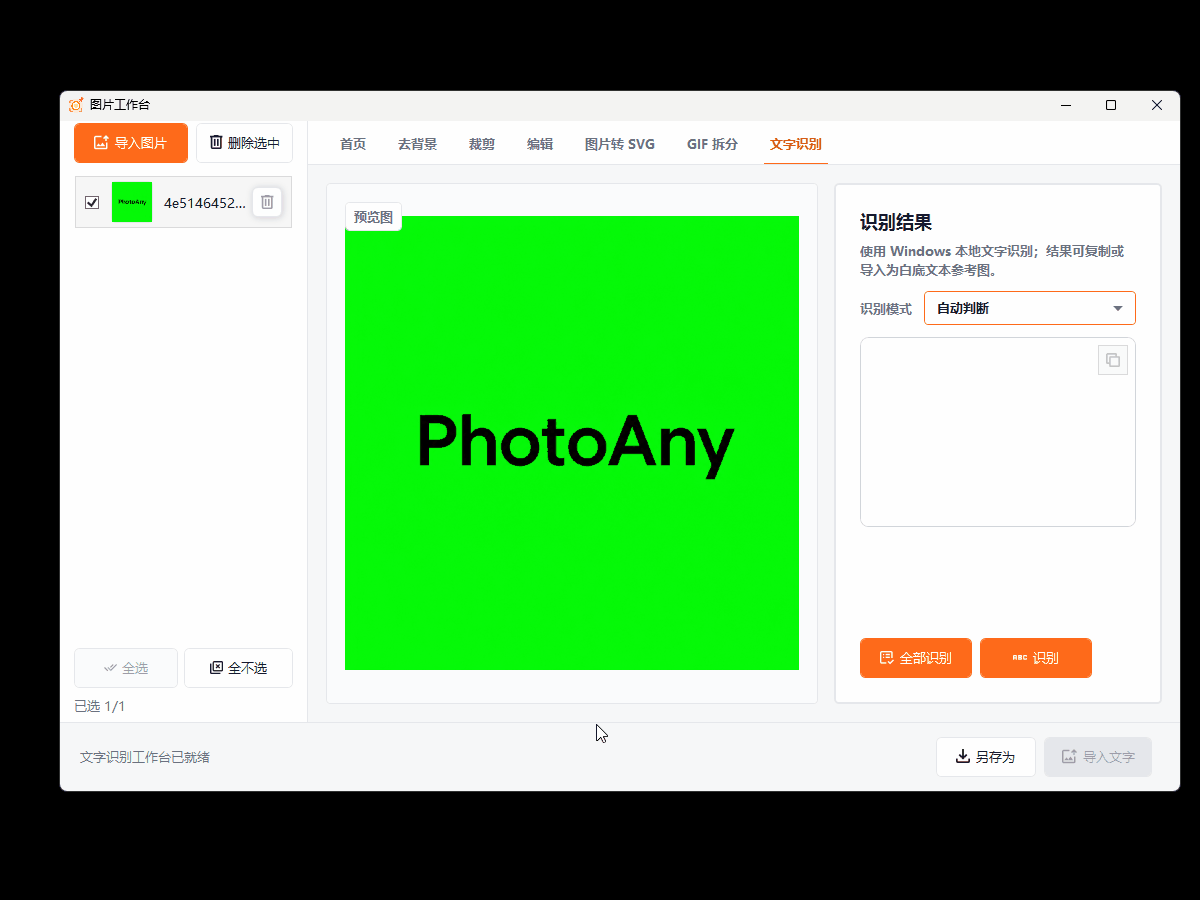 PhotoAny OCR 文字识别演示